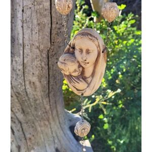 Antique Giant Resin Crucifix Mary Jesus French Catholic Rosary Wall Hanging 63"